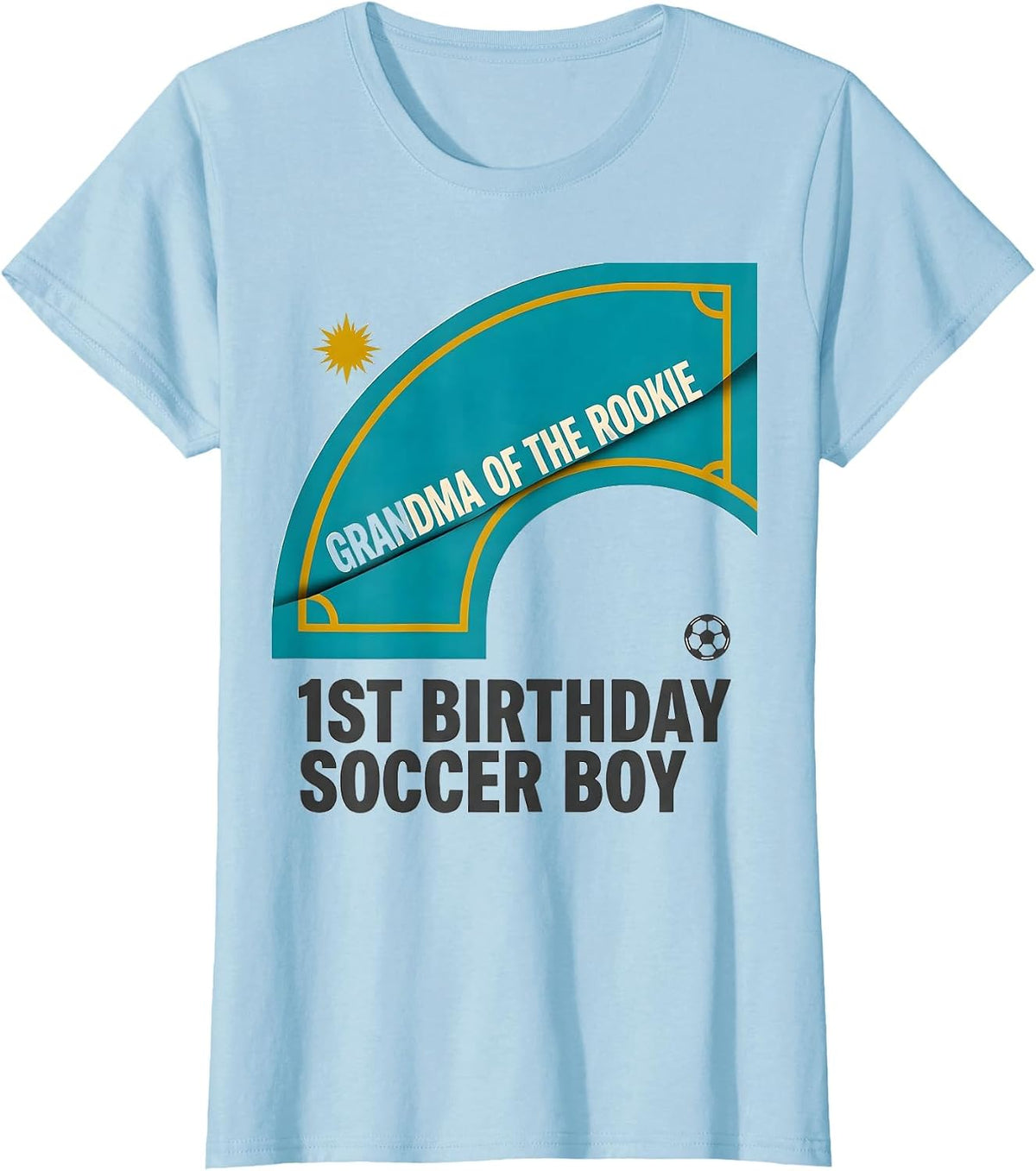 GRANDMA OF THE ROOKIE 1st Birthday Soccer Boy Family T-Shirt - Baby Blue