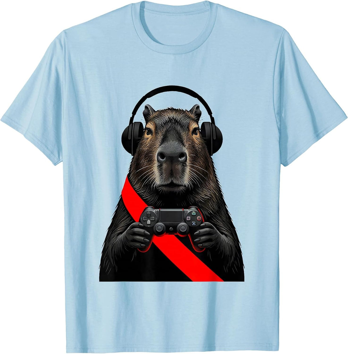 Men's Capybara Gamer Bruh Meme Humor Swiss International T-Shirt - Baby Blue