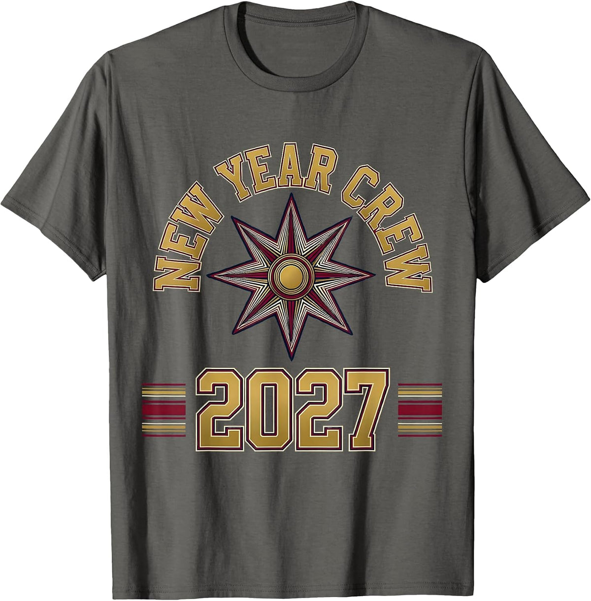 New Year Crew 2027 Sports Family Party Celebration T-Shirt - Asphalt Grey