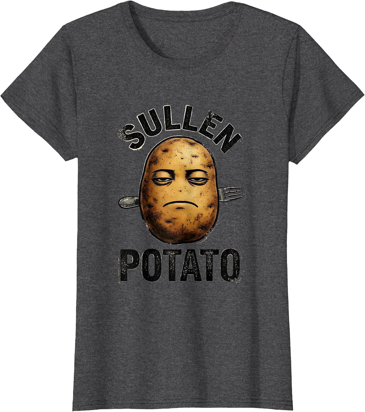 Women's Sullen Potato Funny Grouchy Potato Couple Matching T-Shirt - Dark Heather Grey