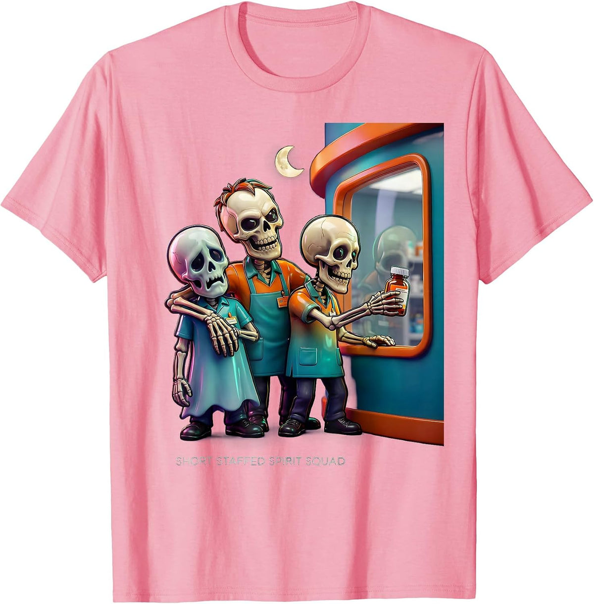 Men's Short Staffed Spirit Squad Funny Pharmacy Technician T-Shirt - Pink