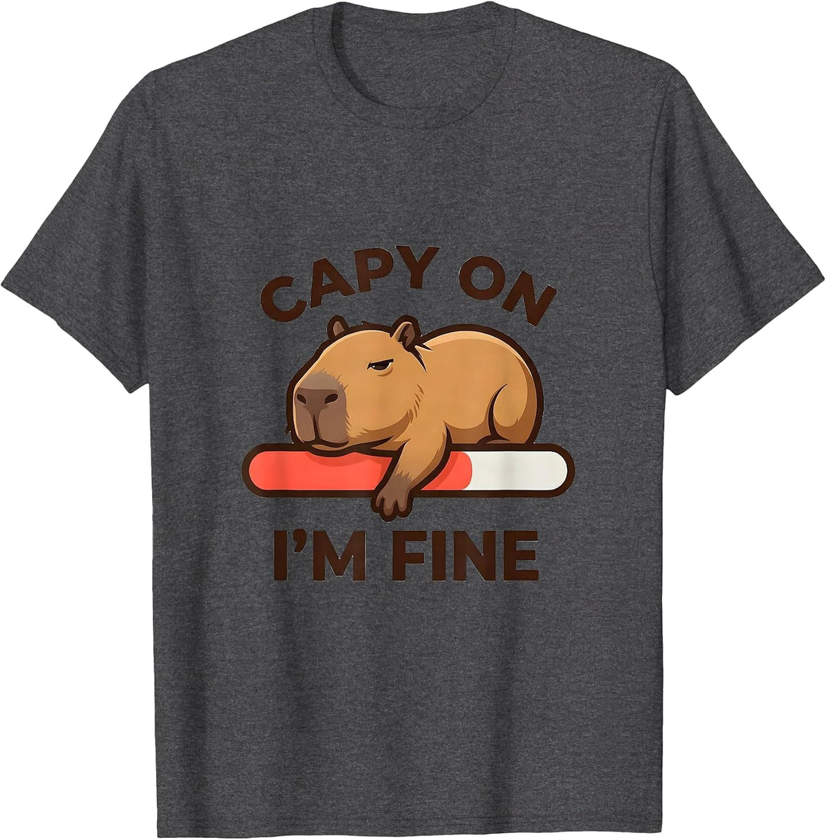 Men's capy on, i'm fine Funny Capybara Gamer Kawaii Humor T-Shirt - Dark Heather Grey