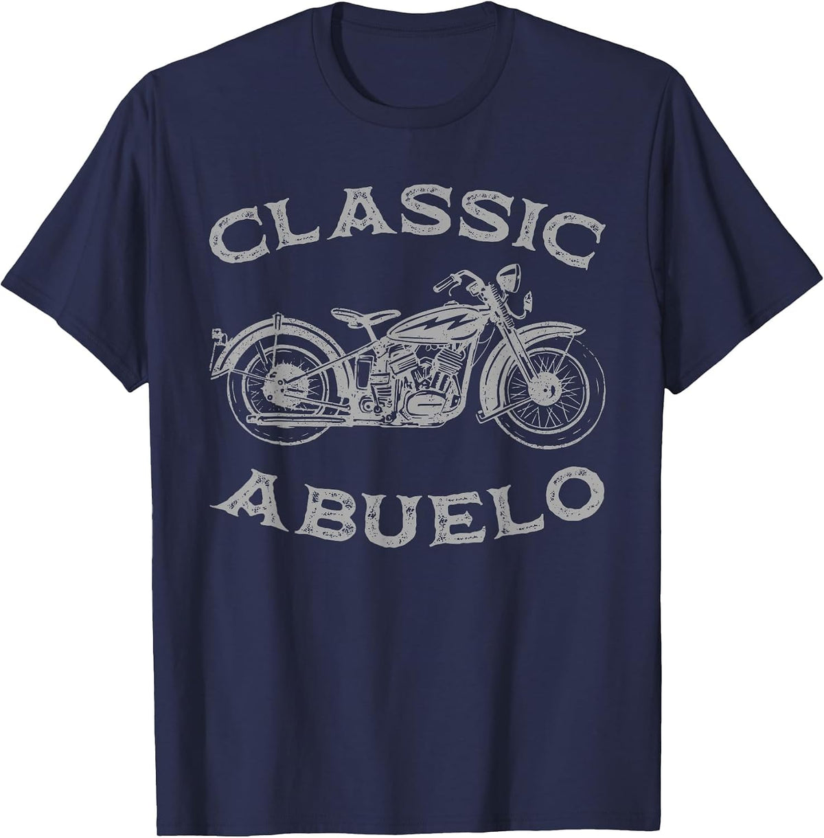 Vintage Classic Abuelo Motorcycle Graphic Mens Grandpa Biker T-Shirt - Navy Blue