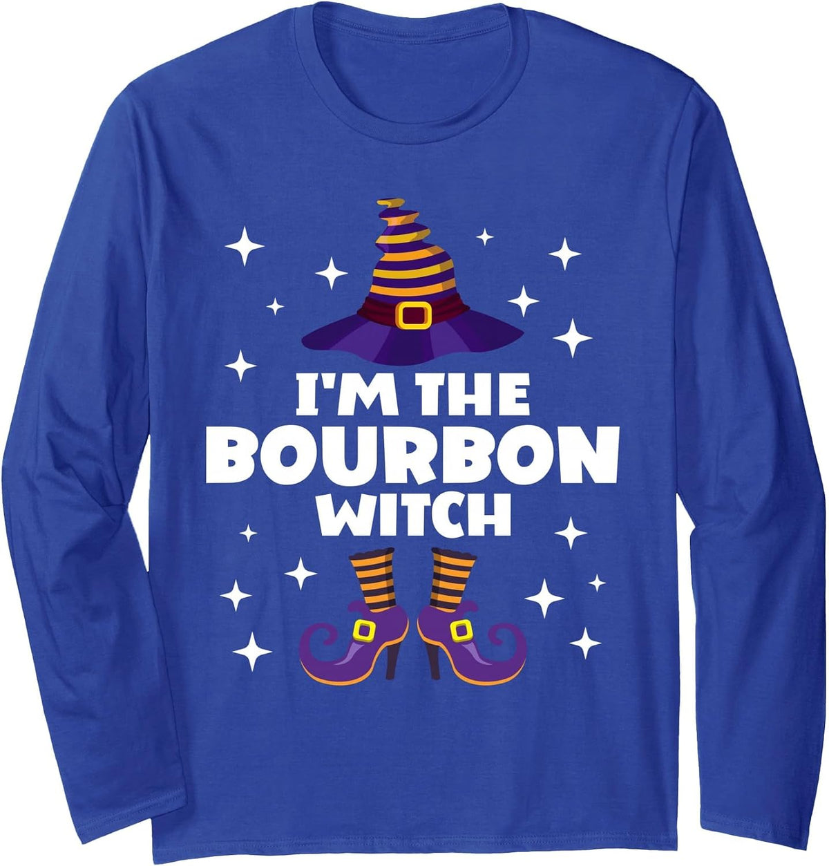 Funny Bourbon Witch Family Matching Halloween Long Sleeve T-Shirt - Adult Unisex Royal Blue