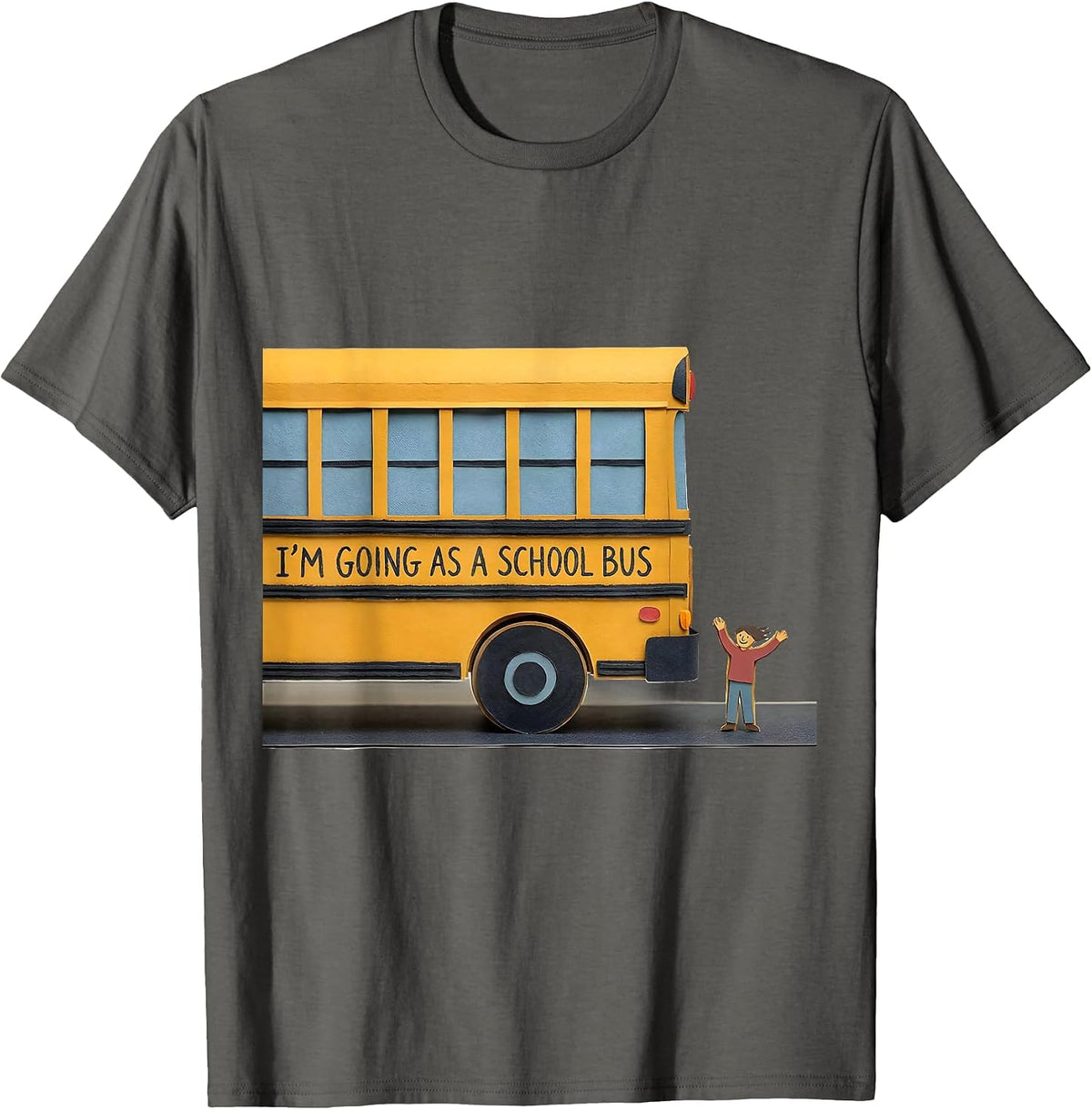 Men's I'm Going As A School Bus Funny Halloween Costume Novelty T-Shirt - Asphalt Grey