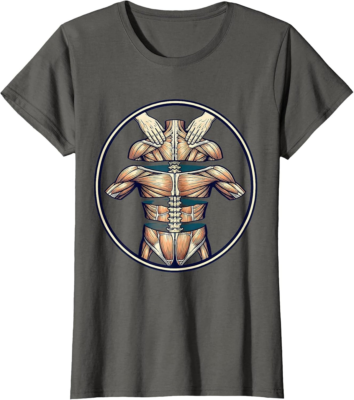 Women's Physical Therapy Hands On Back Massage Illustration T-Shirt - Asphalt Grey