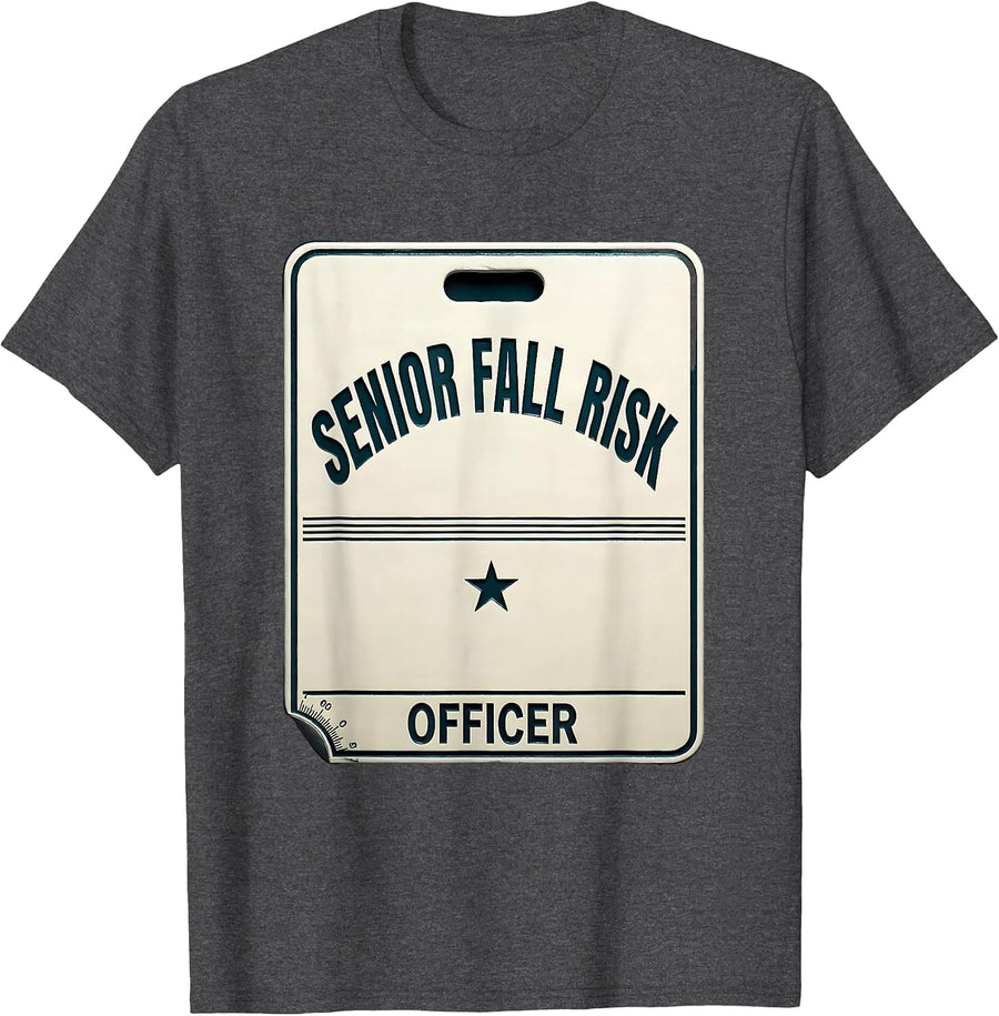 Men's Senior Fall Risk Officer Funny Physical Therapist PT OT Gift T-Shirt - Dark Heather Grey