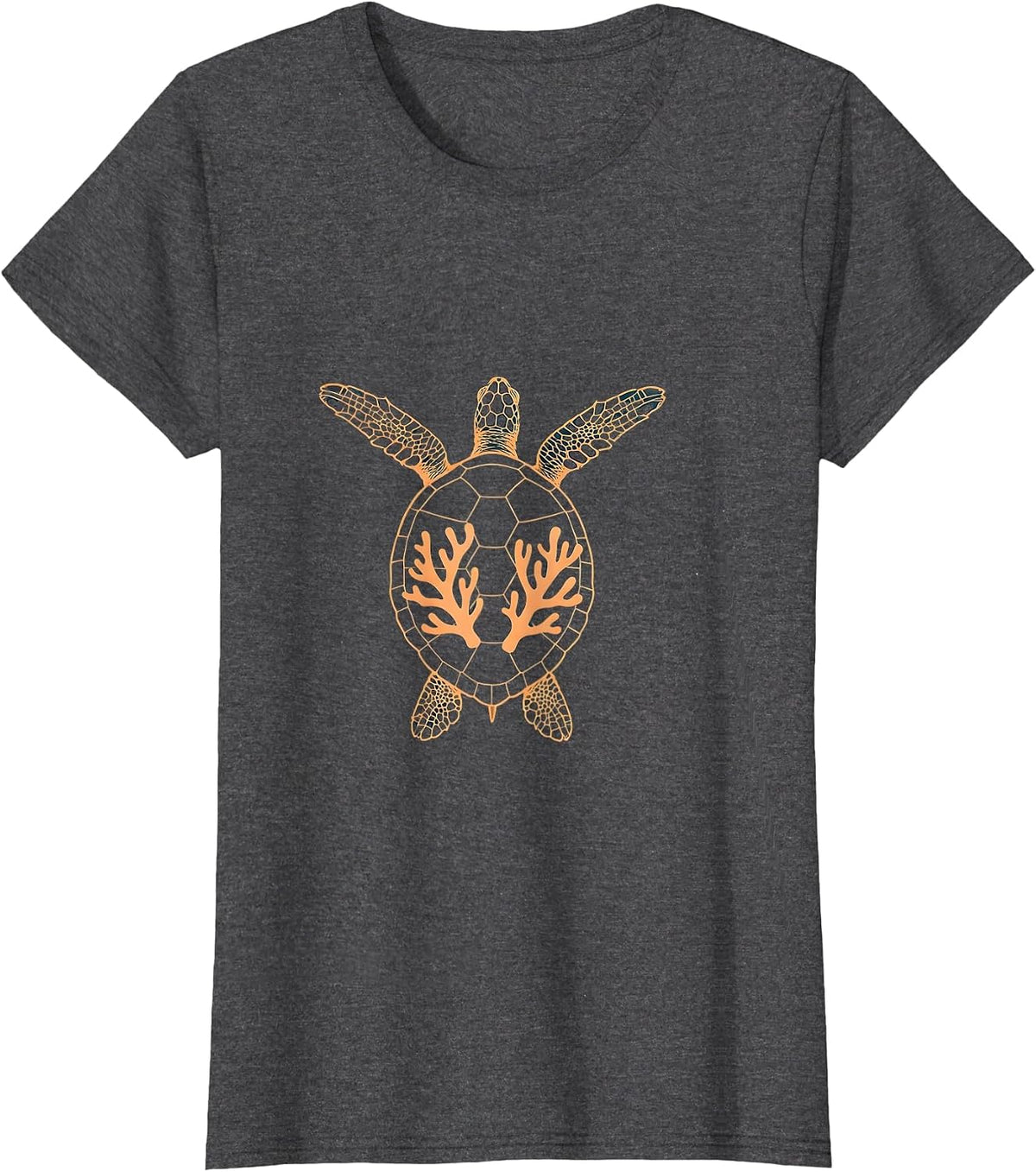 Women's Sea Turtle Coral Reef Cruise Ocean Graphic T-Shirt - Dark Heather Grey