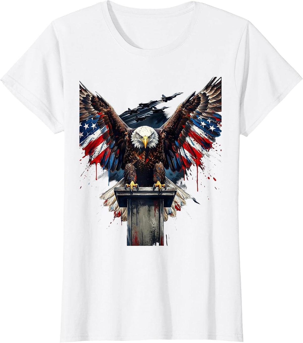 Eagle Atop Presidential Podium Graphic T-Shirt - White