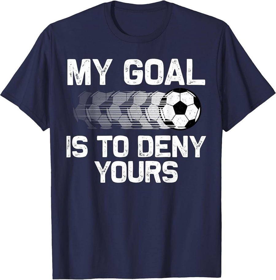 Soccer Goalie Design for Men Women Soccer Player Goalkeeper T-Shirt - Navy Blue