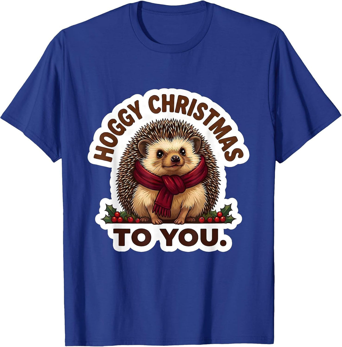 Men's Hoggy Christmas To You Cute Hedgehog Holiday Animal Humor T-Shirt - Royal Blue