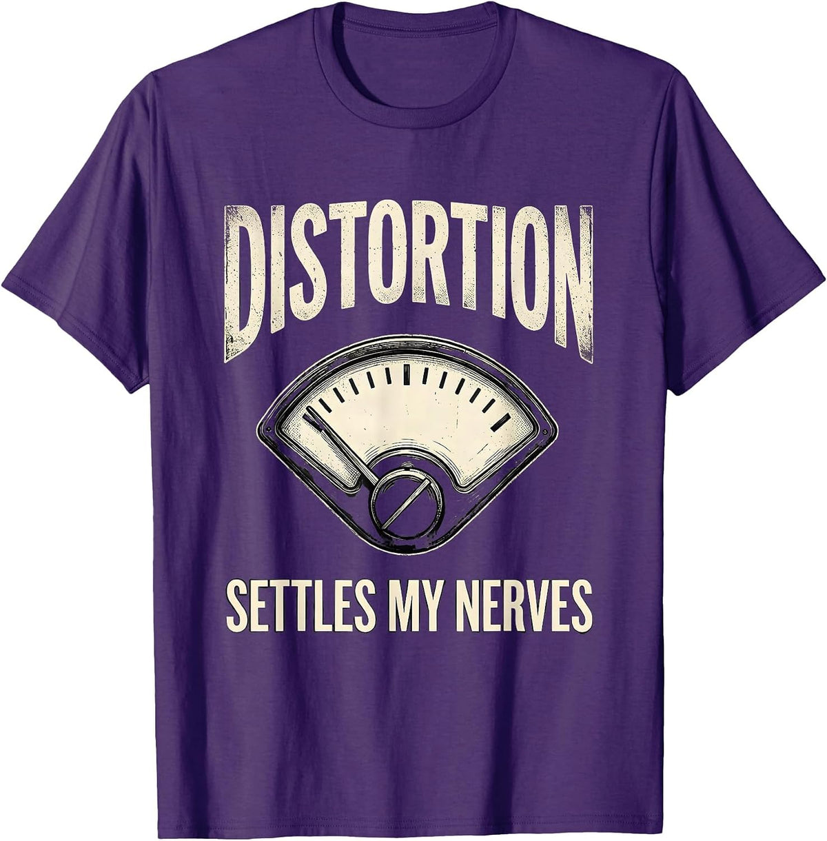 Distortion Settles My Nerves Funny Heavy Metal Music Fan T-Shirt - Purple