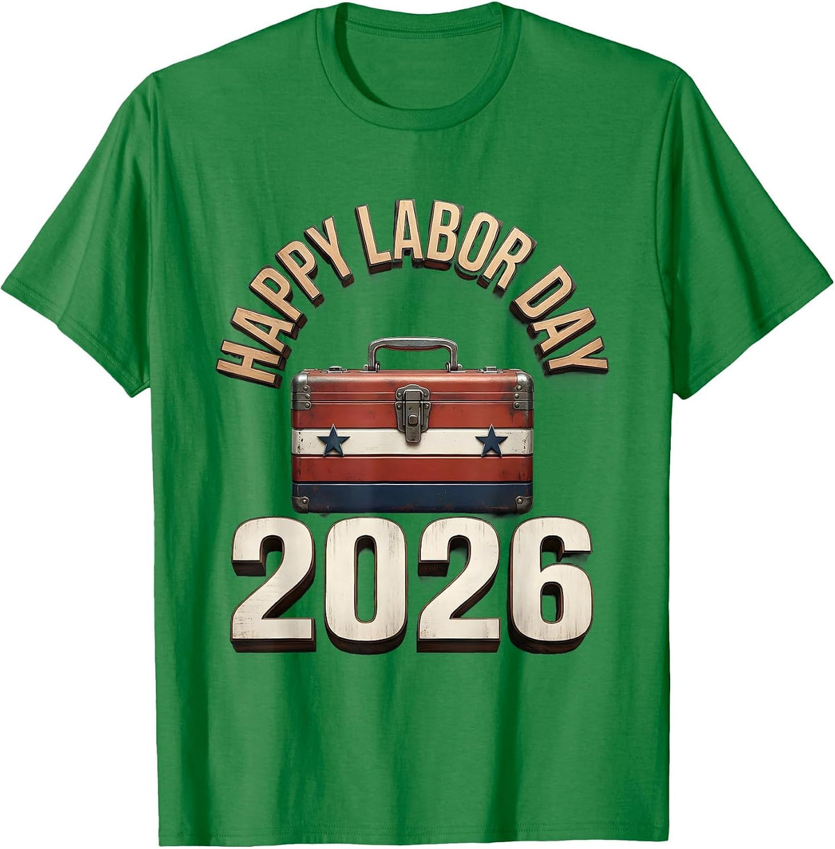 Men's Happy Labor Day 2026 Patriotic Union Pride Worker Graphic T-Shirt - Kelly Green