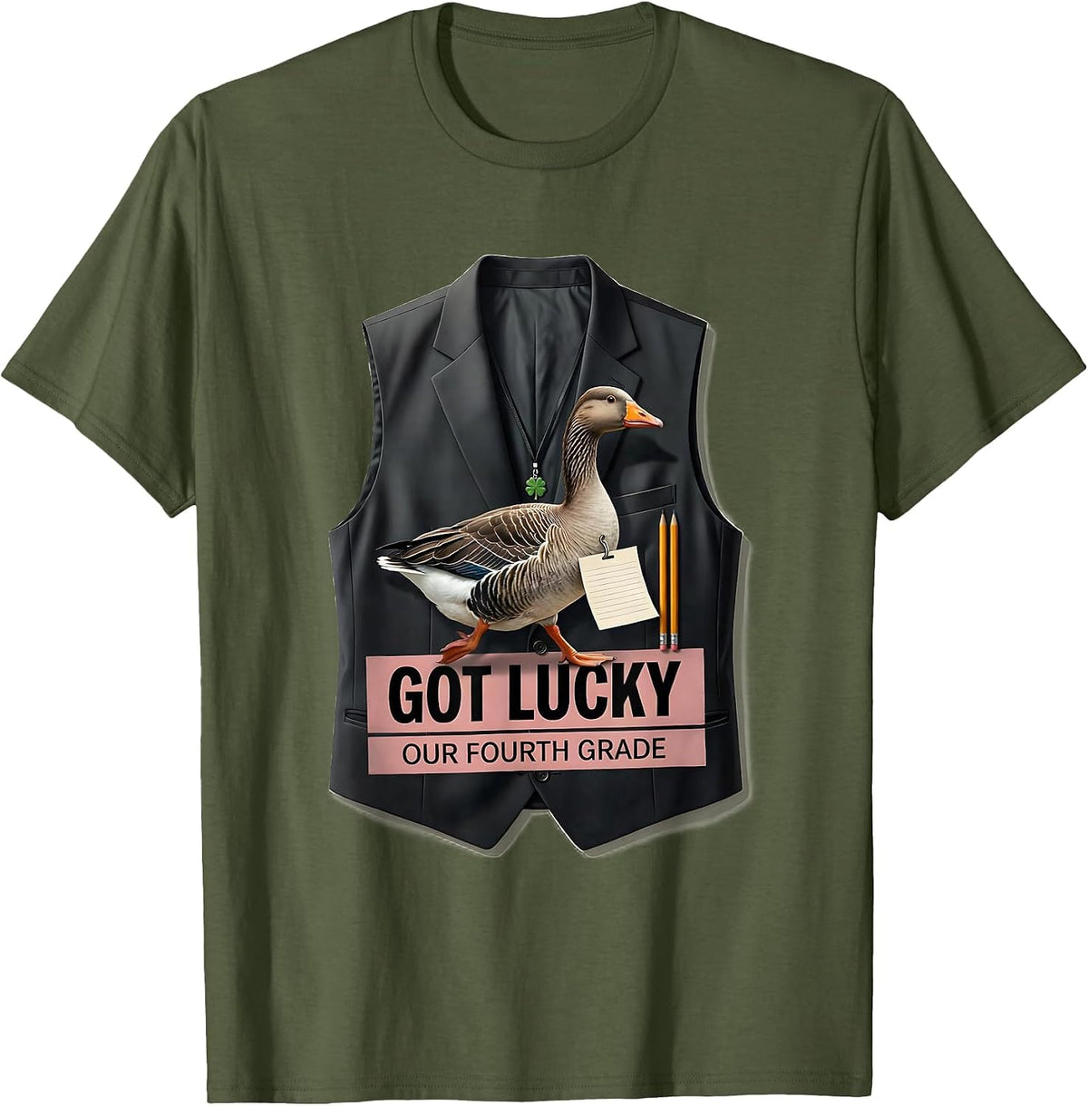 Our Fourth Grade Got Lucky Cute Goose Teacher Back To School T-Shirt - Olive Green