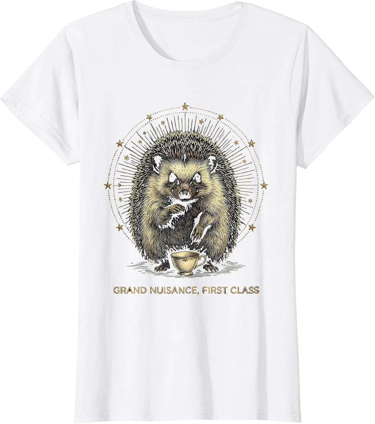 Grand Nuisance, First Class Mystic Celestial Hedgehog Meme T-Shirt - White