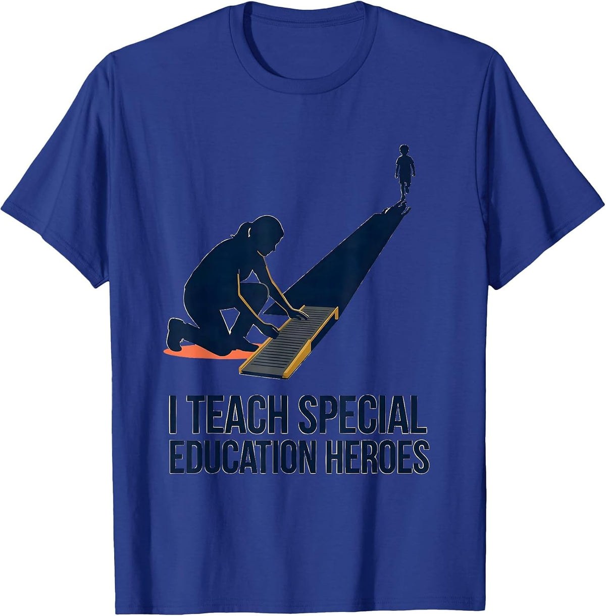 I Teach Special Education Heroes Funny Teacher Back T-Shirt - Royal Blue