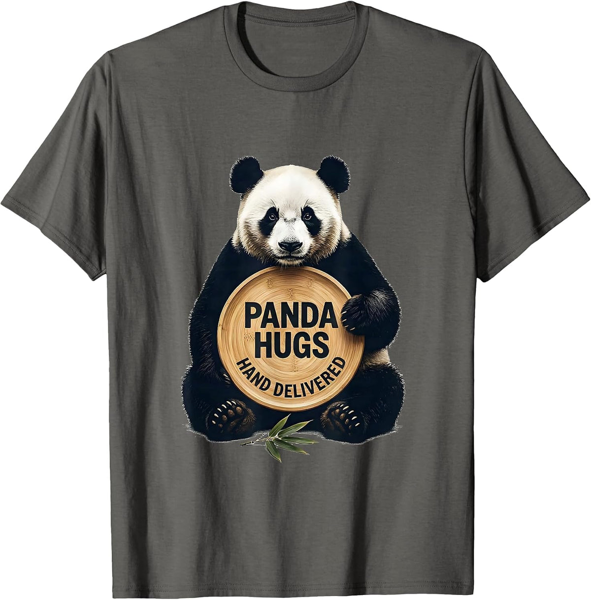 Panda Hugs Hand Delivered Cute Humor Panda Lover Gift T-Shirt - Asphalt Grey