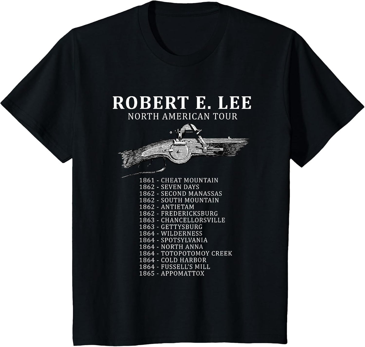 Civil War Funny Robert E. Lee North American Tour T-Shirt - Black