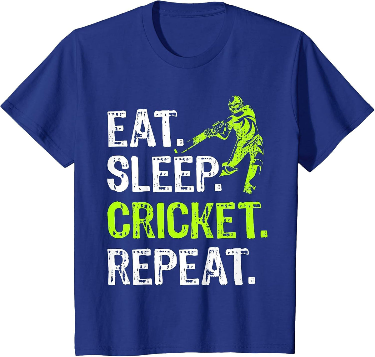 Eat Sleep Cricket Repeat Cricket Player Funny T-Shirt - Royal Blue