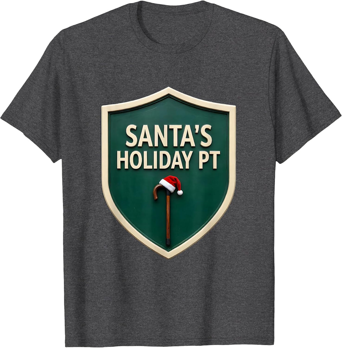 Santa's Holiday PT Funny Physical Therapist Christmas Rehab T-Shirt - Dark Heather Grey