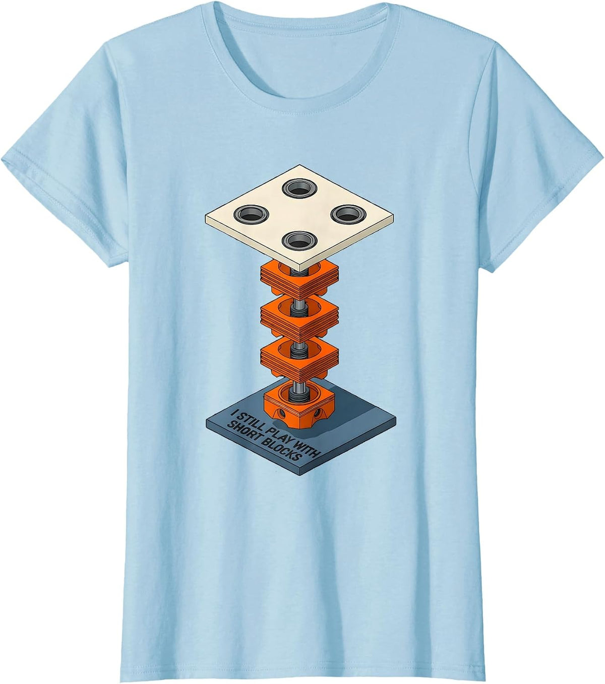 I Still Play With Short Blocks Funny Mechanic Car Engine T-Shirt - Baby Blue