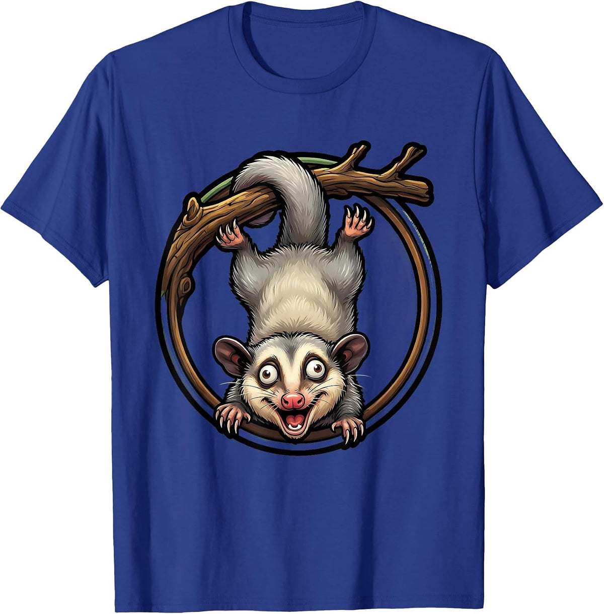 Opossum Hanging Upside Down From Branch T-Shirt - Royal Blue
