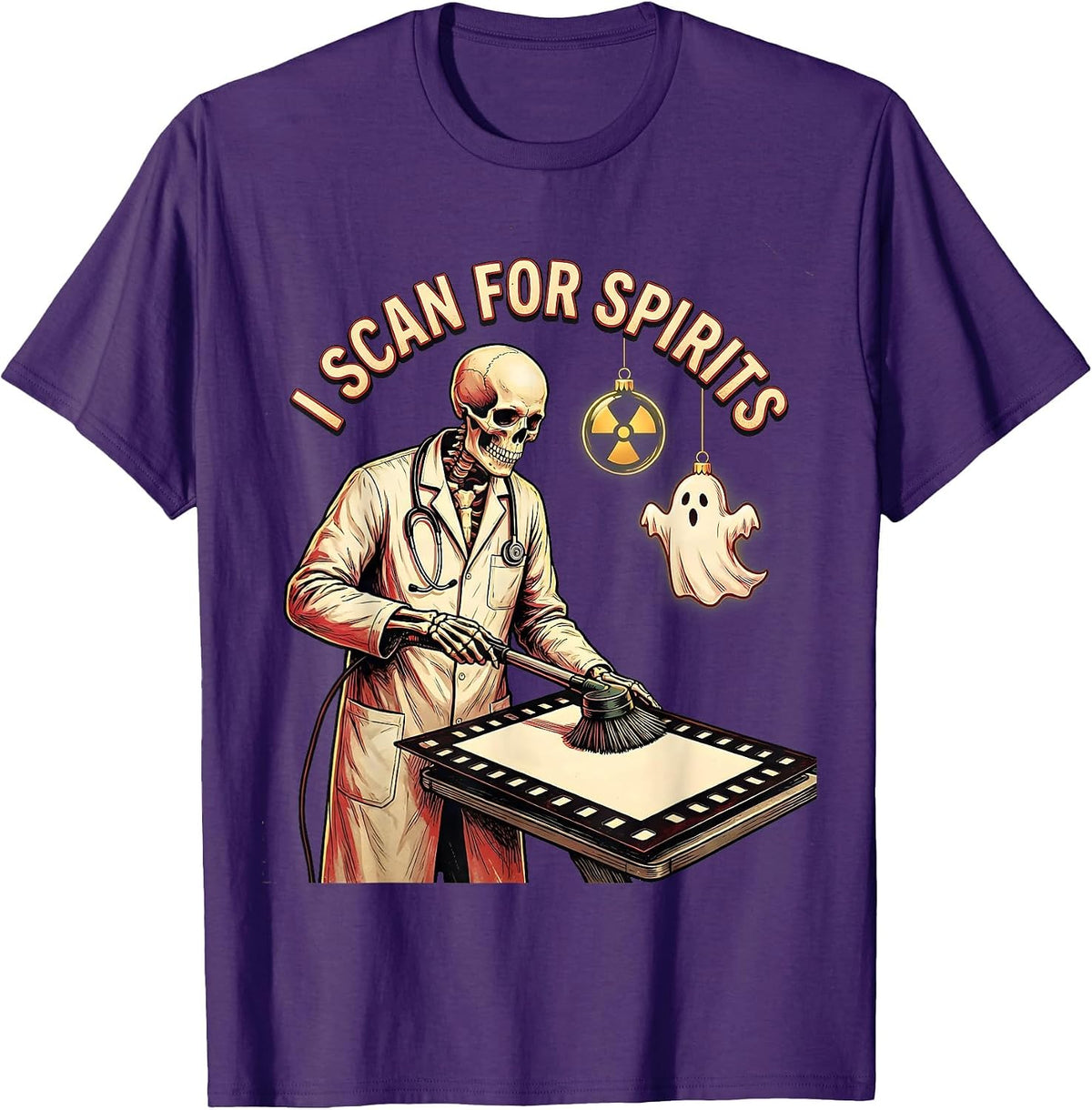 Men's I Scan For Spirits Funny Radiology Tech Ghost Christmas T-Shirt - Purple