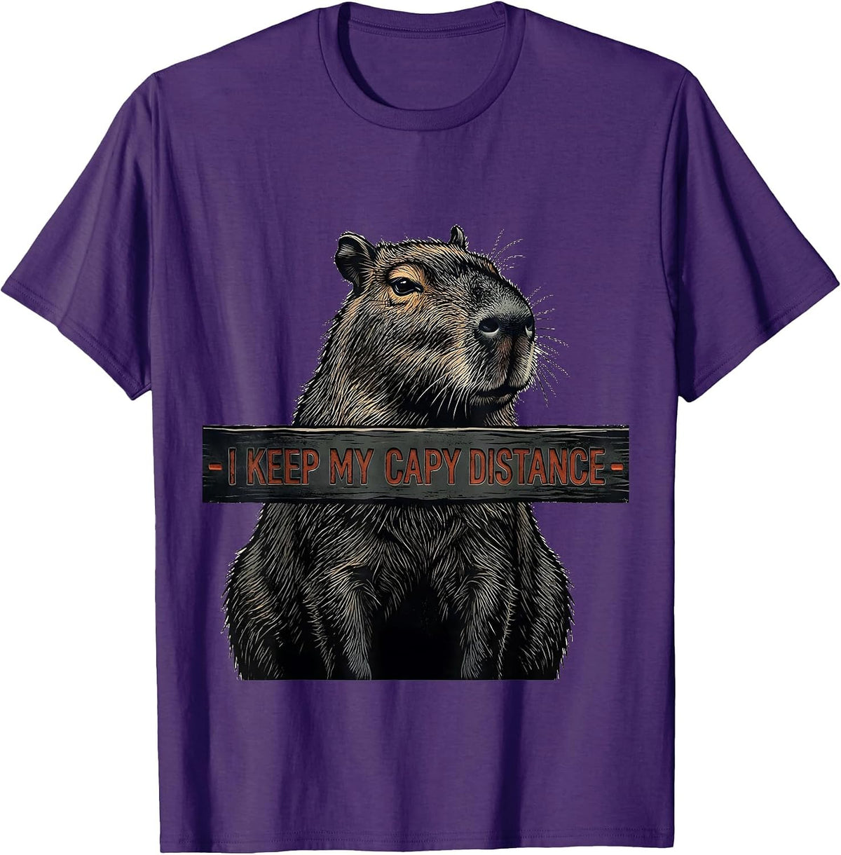 I Keep My Capy Distance Funny Capybara Animal Lover Meme T-Shirt - Purple
