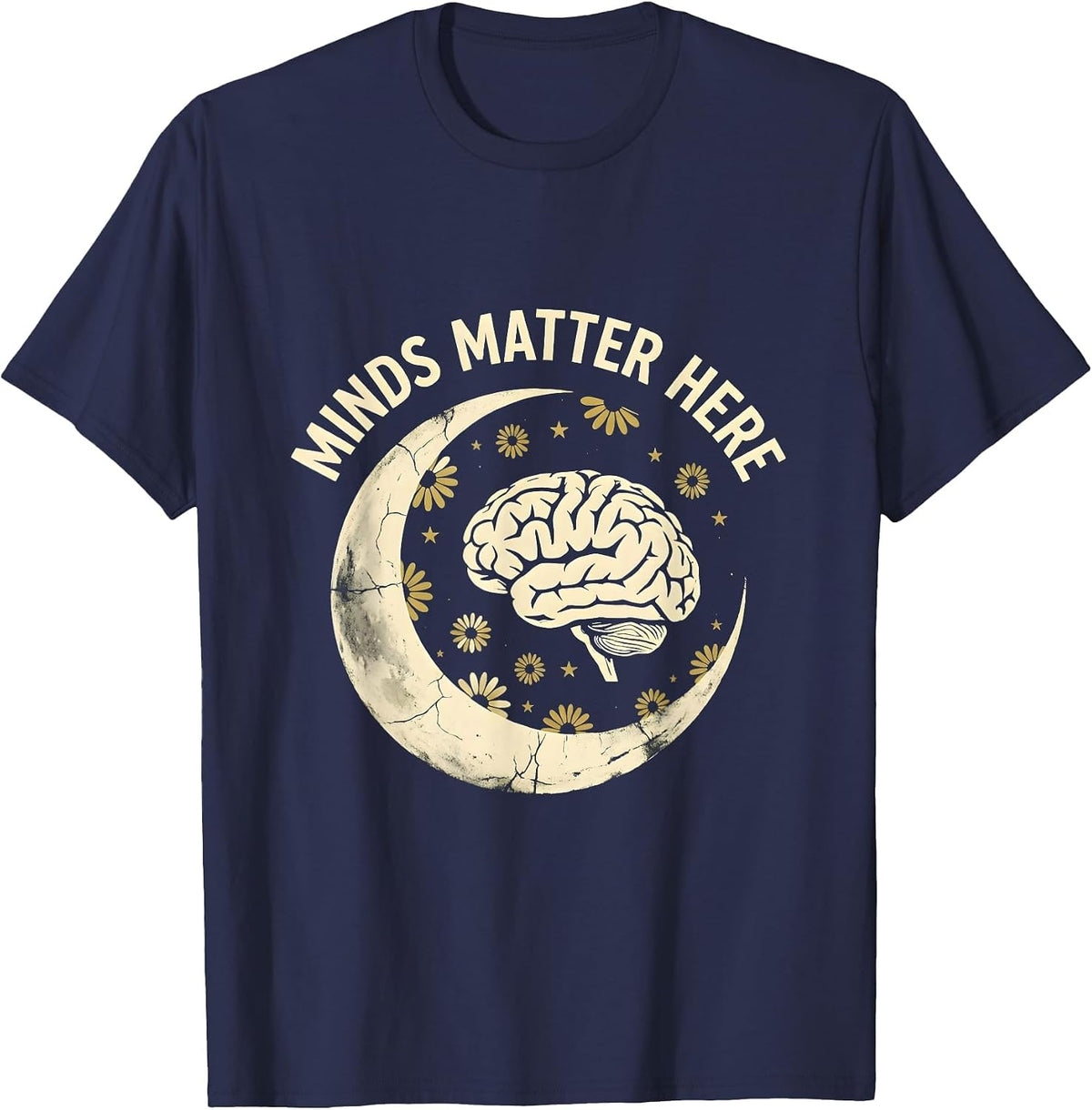 Minds Matter Here School Psychologist Design T-Shirt - Navy Blue