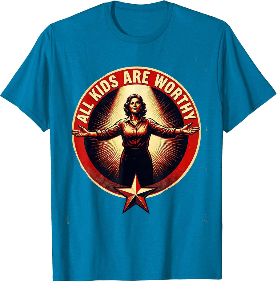 All Kids Are Worthy Special Education Teacher Design T-Shirt - Sapphire Blue