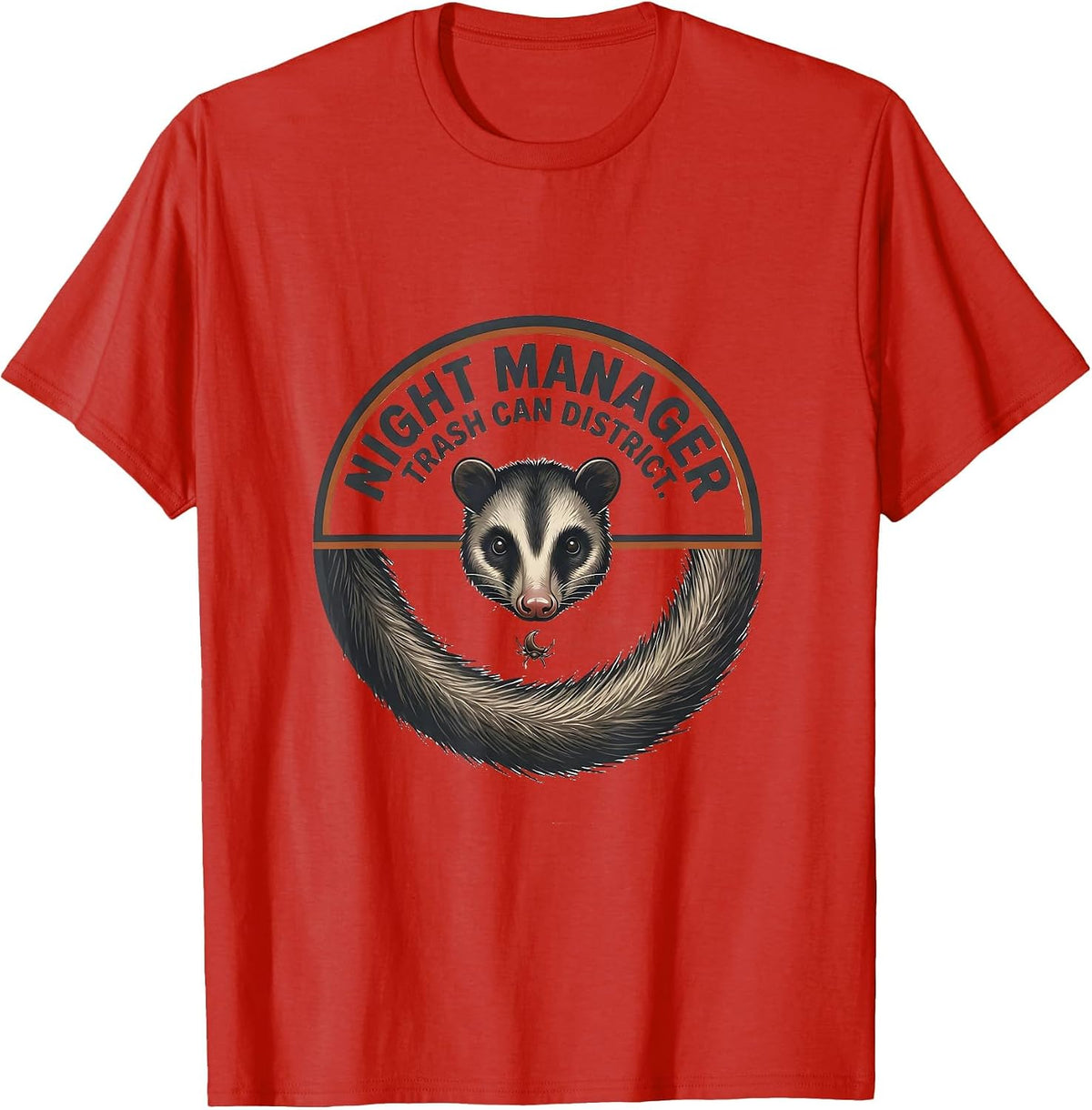 Men's Night Manager Trash Can District Minimalist Opossum Meme T-Shirt - Red