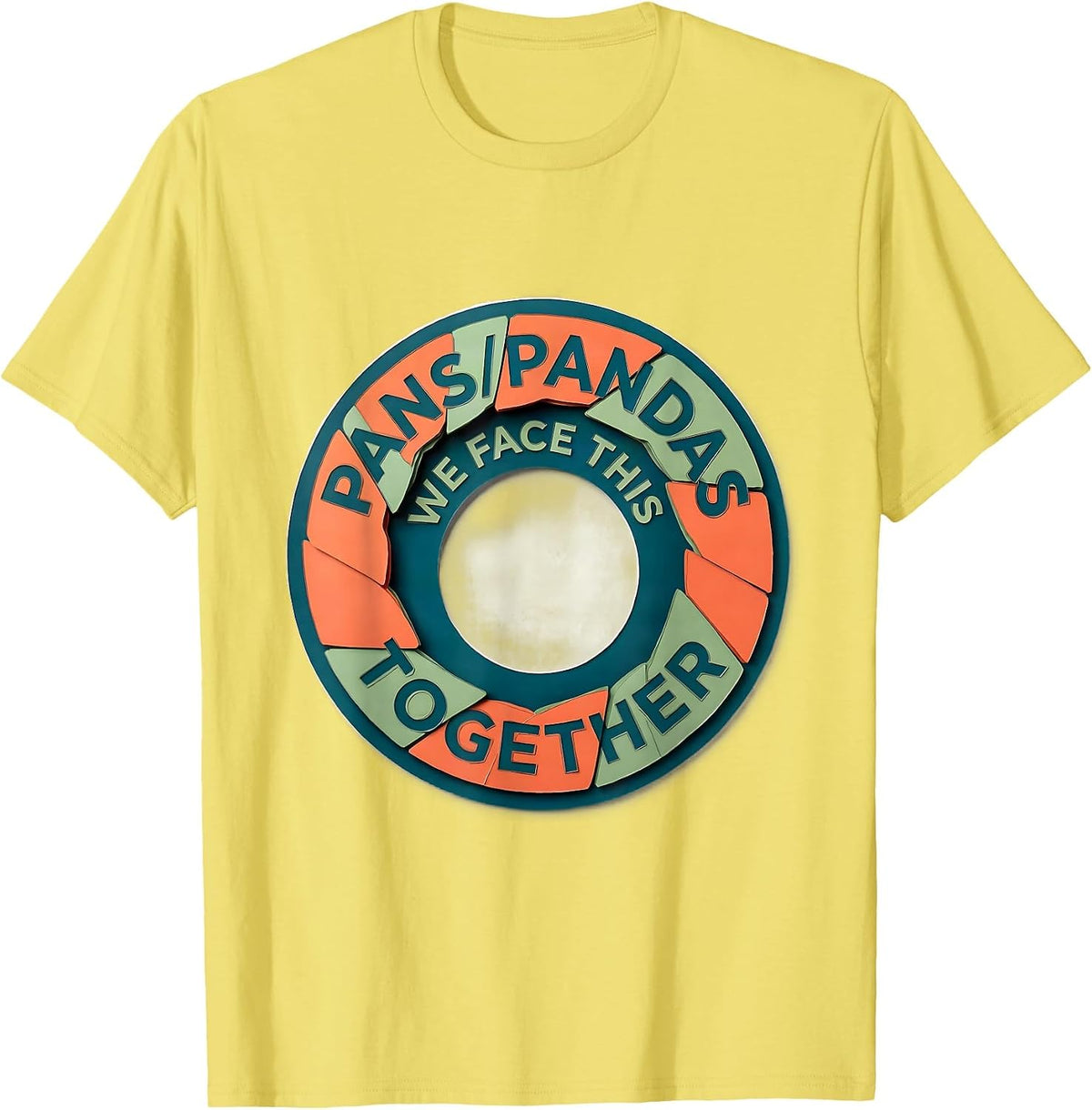 Men's PANS/PANDAS We Face This Together Humor Support Awareness T-Shirt - Lemon Yellow