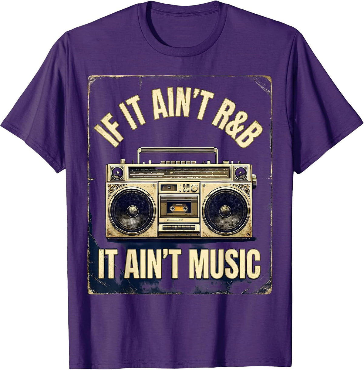 Men's If It Ain't R&B It Ain't Music Vintage Retro Old-School T-Shirt - Purple