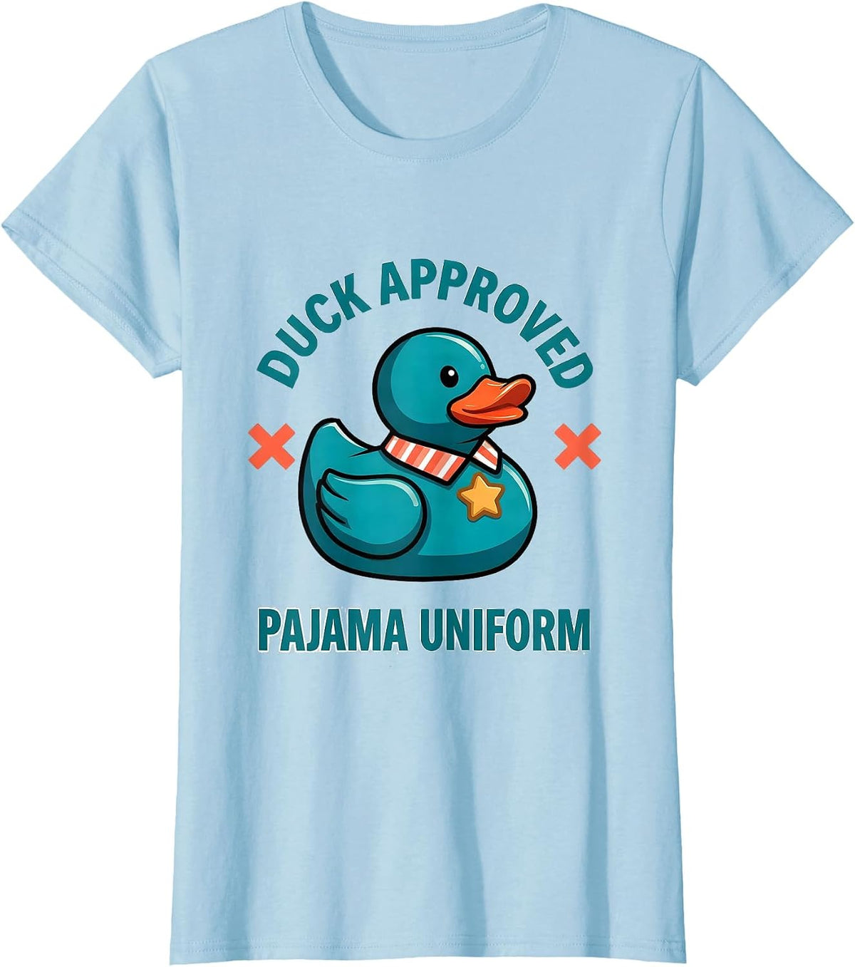 Women's Duck Approved Pajama Uniform Funny Christmas Duck Lover T-Shirt - Baby Blue