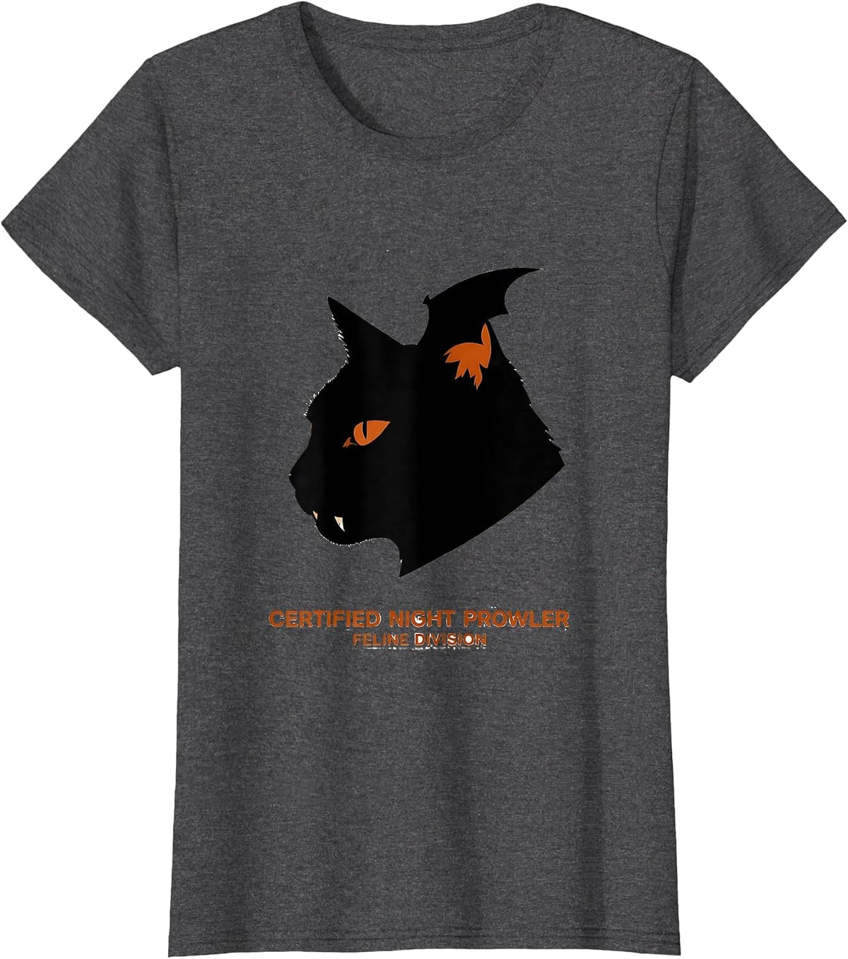 Women's Certified Night Prowler, Feline Division Funny T-Shirt - Dark Heather Grey