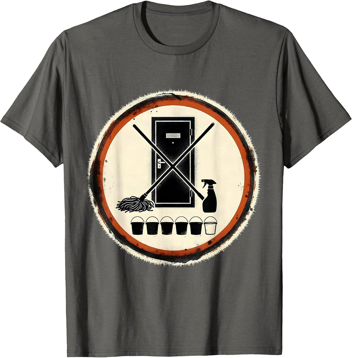 Men's Janitor Closet Badge Custodian Appreciation Humor T-Shirt - Asphalt Grey