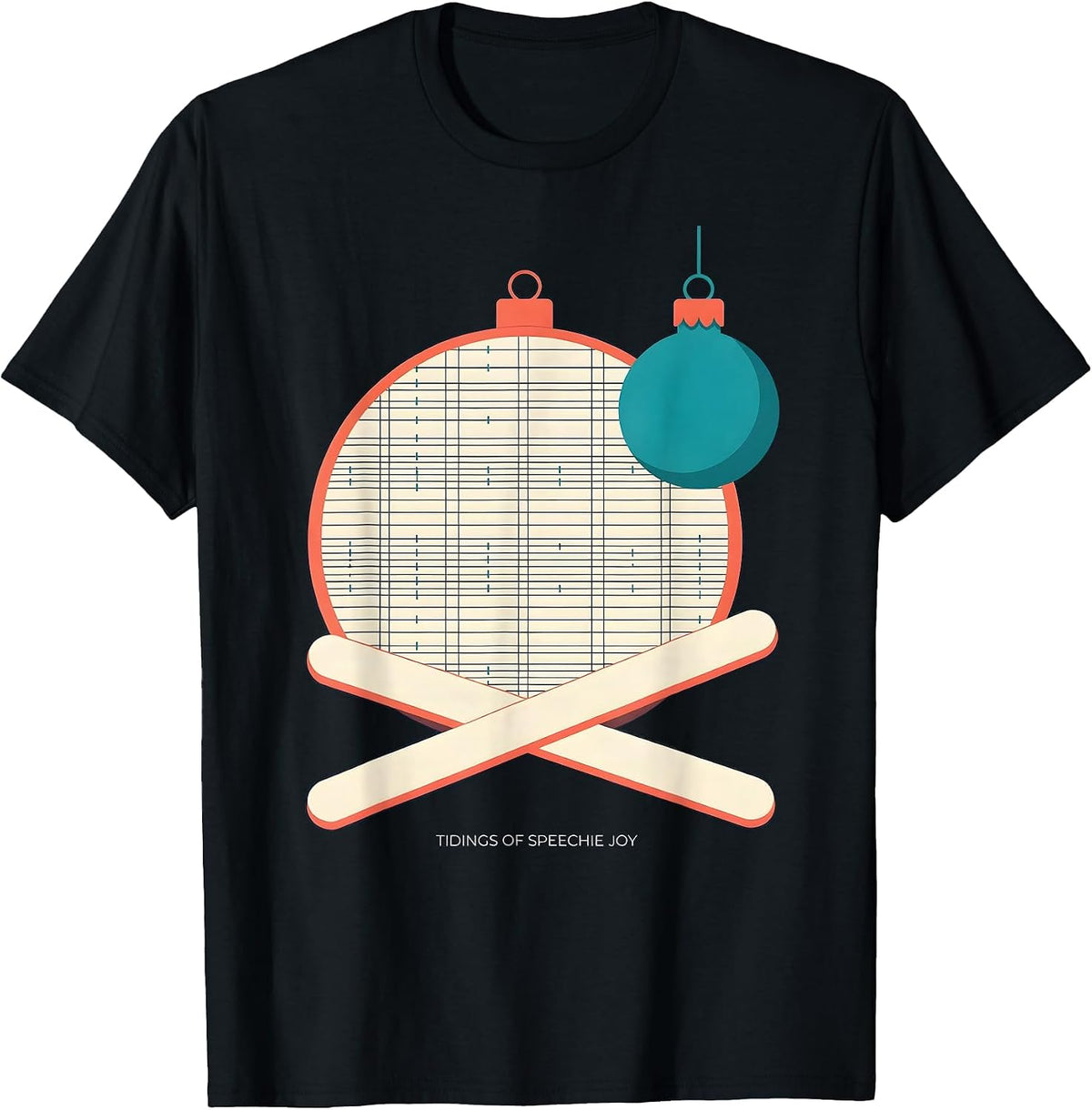 Men's Tidings of Speechie Joy Funny Speech Therapist SLP Christmas T-Shirt - Black