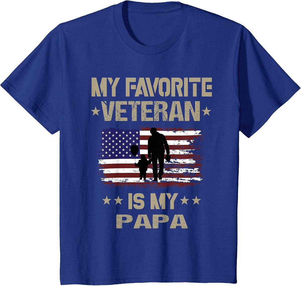 My Favorite Veteran is My PaPa Veterans Day Kids T-Shirt - Royal Blue