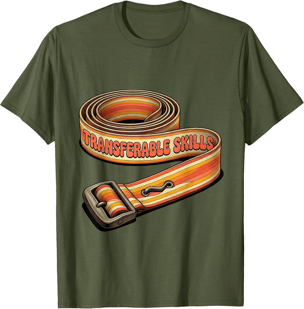 Transferable Skills Retro 70s Physical Therapist OT Gift T-Shirt - Olive Green