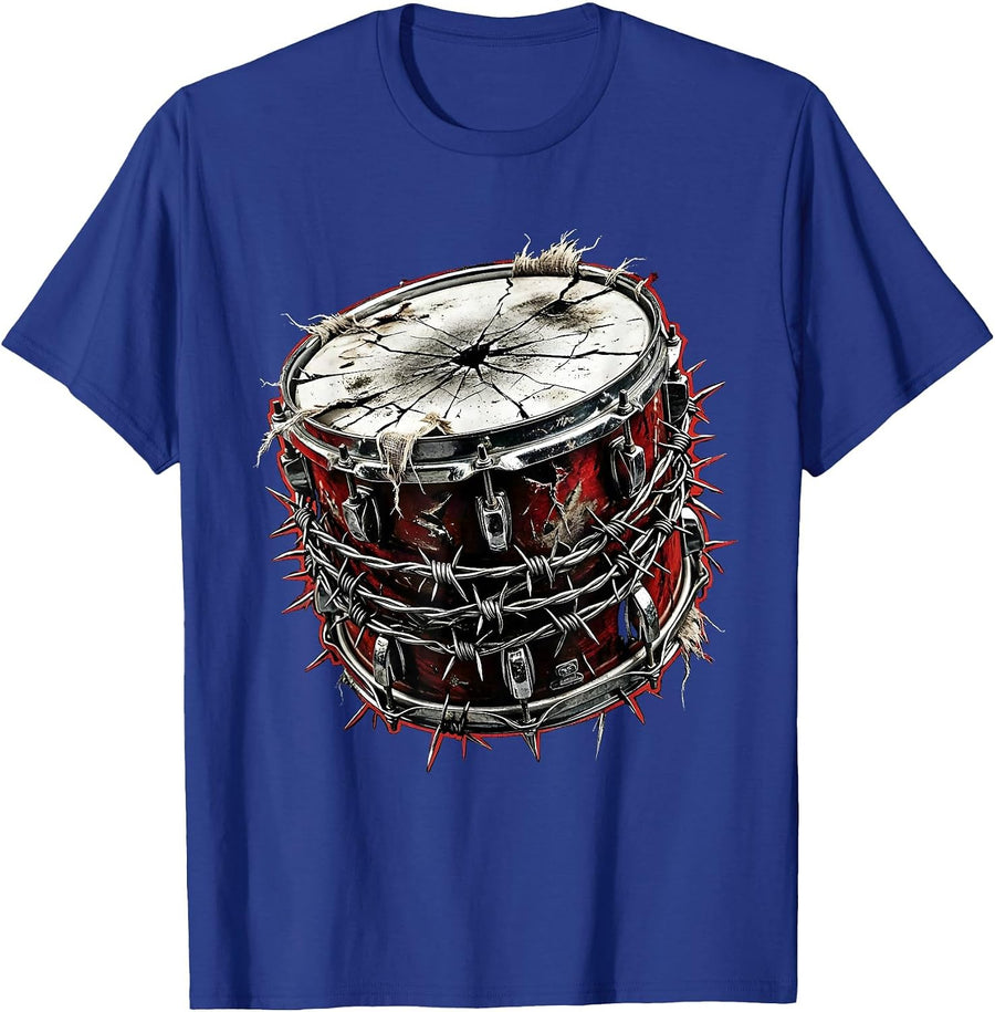 Snare Drum Barbed Wire Graphic Tee T-Shirt - Royal Blue