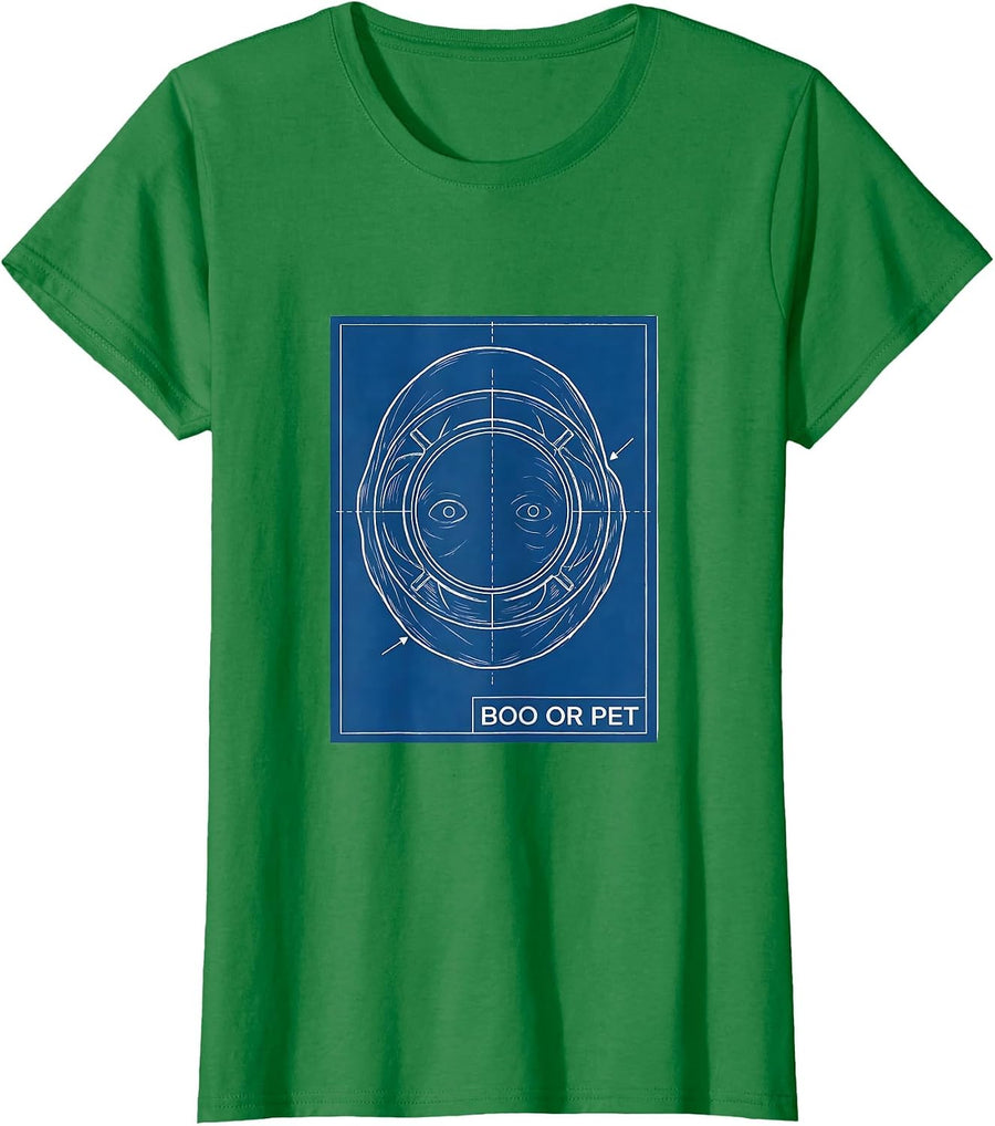 Women's Boo Or PET Technical Blueprint Radiology Tech Halloween T-Shirt - Kelly Green