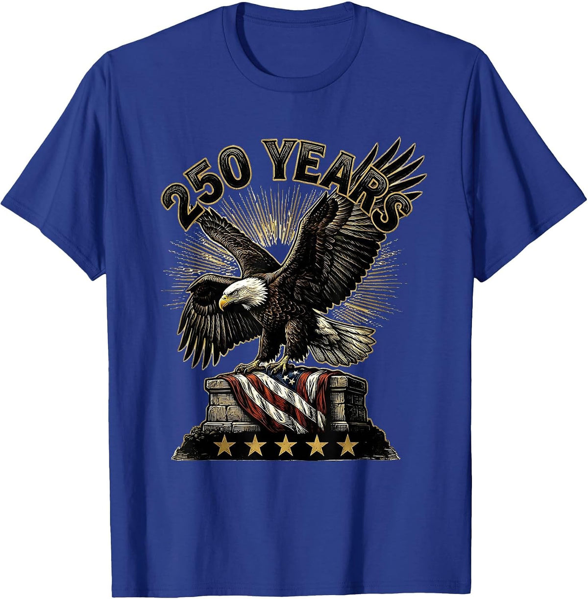 Men's 250 Years Patriotic Eagle and Flag 250th Anniversary USA T-Shirt - Royal Blue