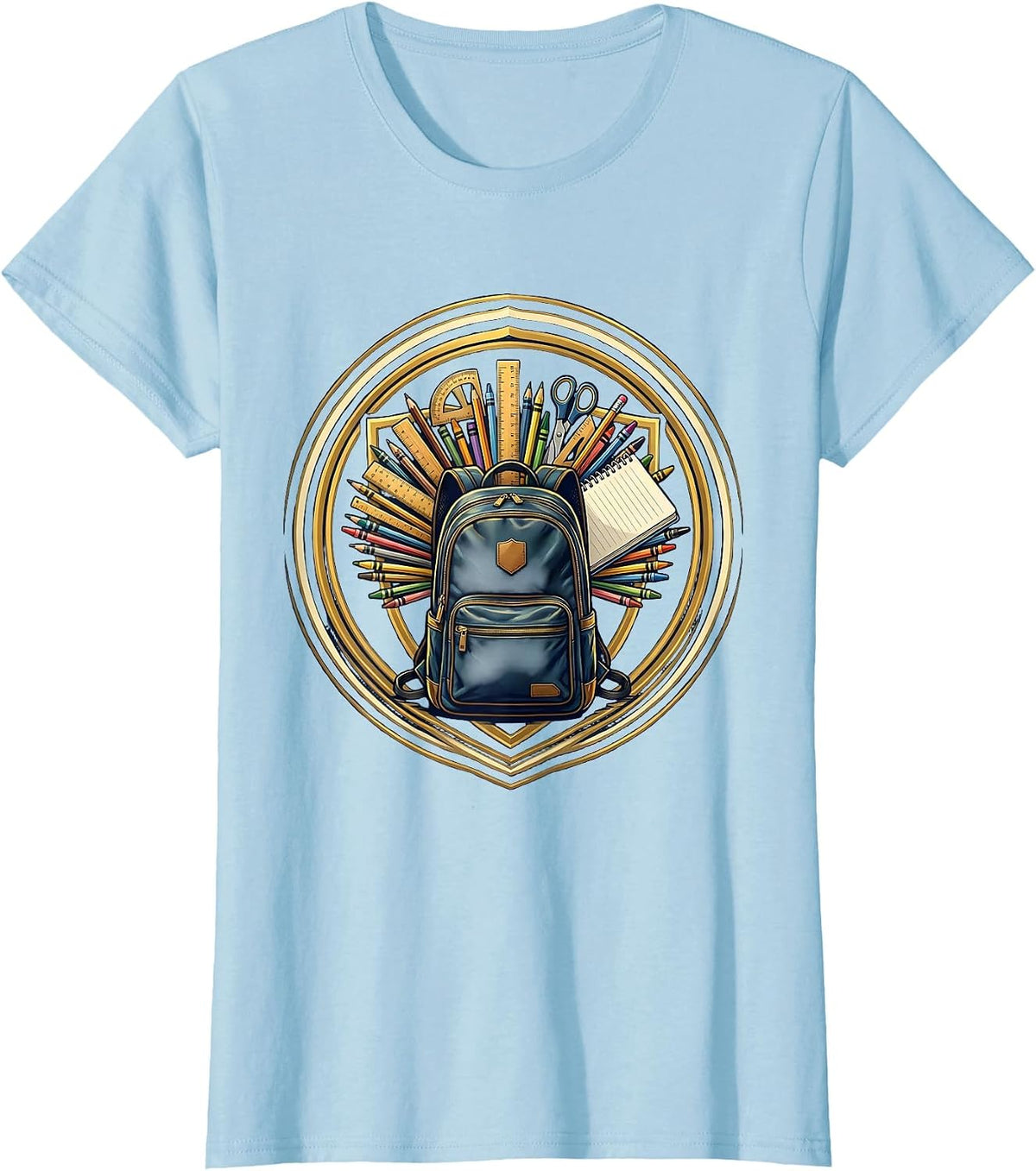Women's 5th Grade Teacher Backpack School Supplies Graphic T-Shirt - Baby Blue