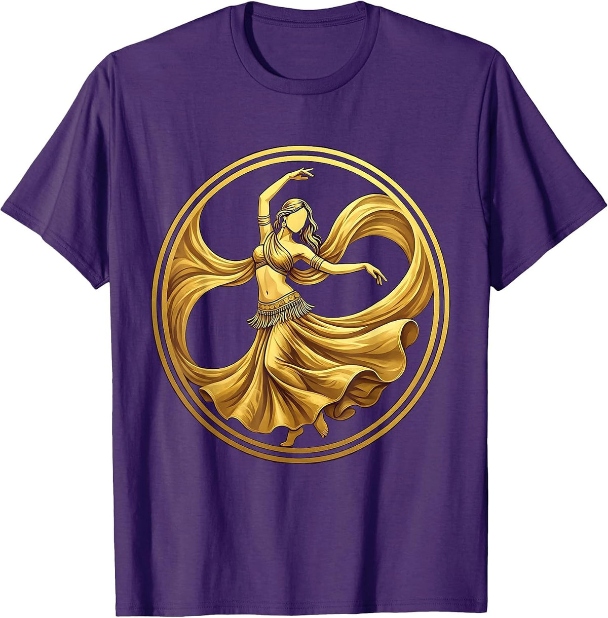 Belly Dancer Coins and Silk Scarves Illustration T-Shirt - Purple