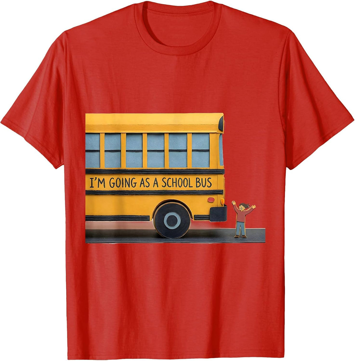 Men's I'm Going As A School Bus Funny Halloween Costume Novelty T-Shirt - Red