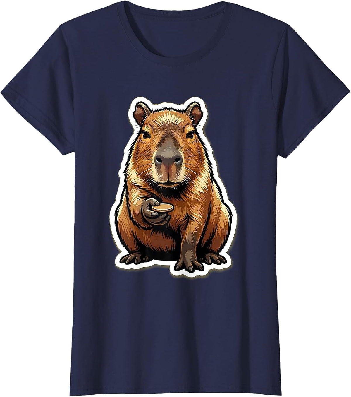 Women's Capybara Meme Animal Humor Funny Video Games T-Shirt - Navy Blue