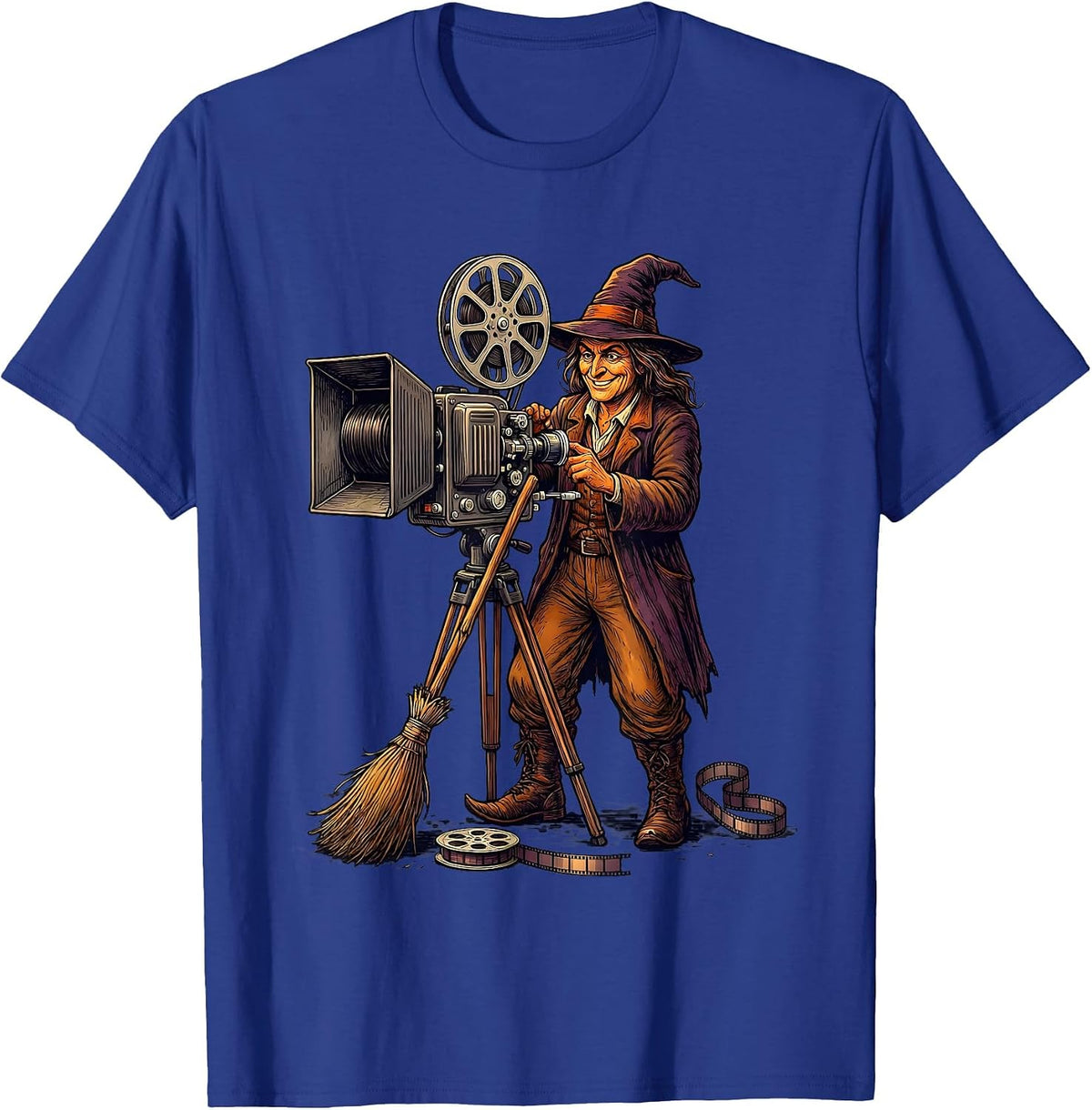 Witch Projectionist Halloween Occupation Humor T-Shirt - Royal Blue