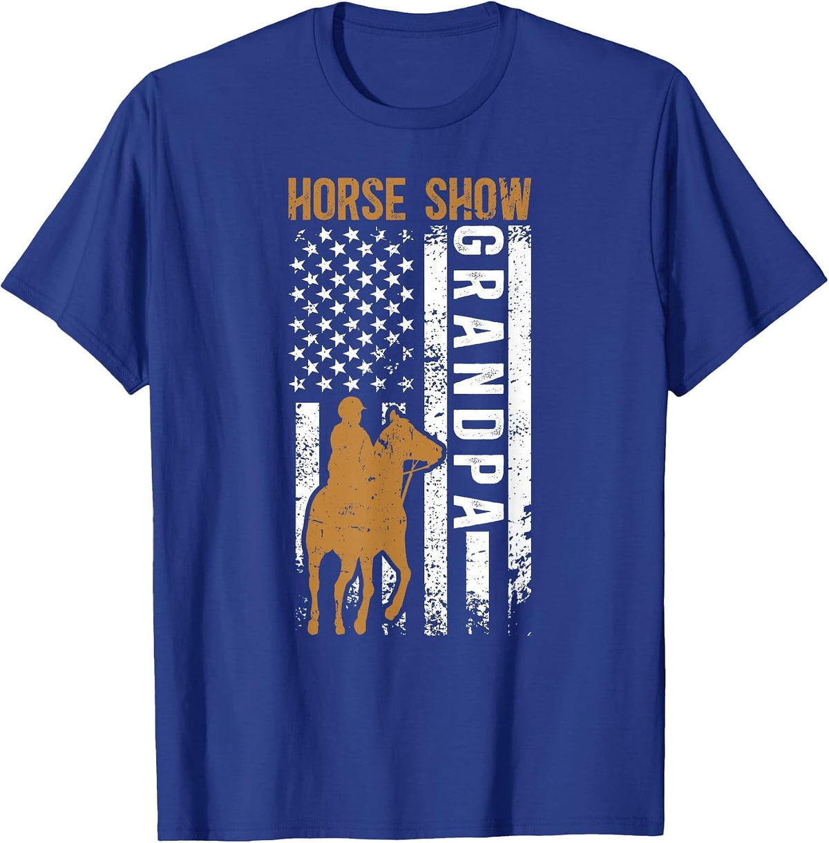 Horse Show Grandpa US Flag Equestrian Grandfather T-Shirt - Royal Blue