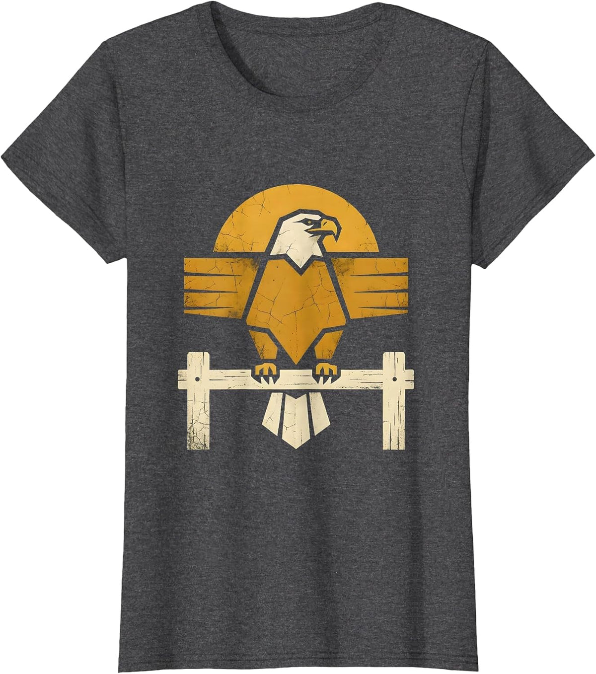 Women's Texas Bald Eagle Perched on Fence Post Graphic T-Shirt - Dark Heather Grey