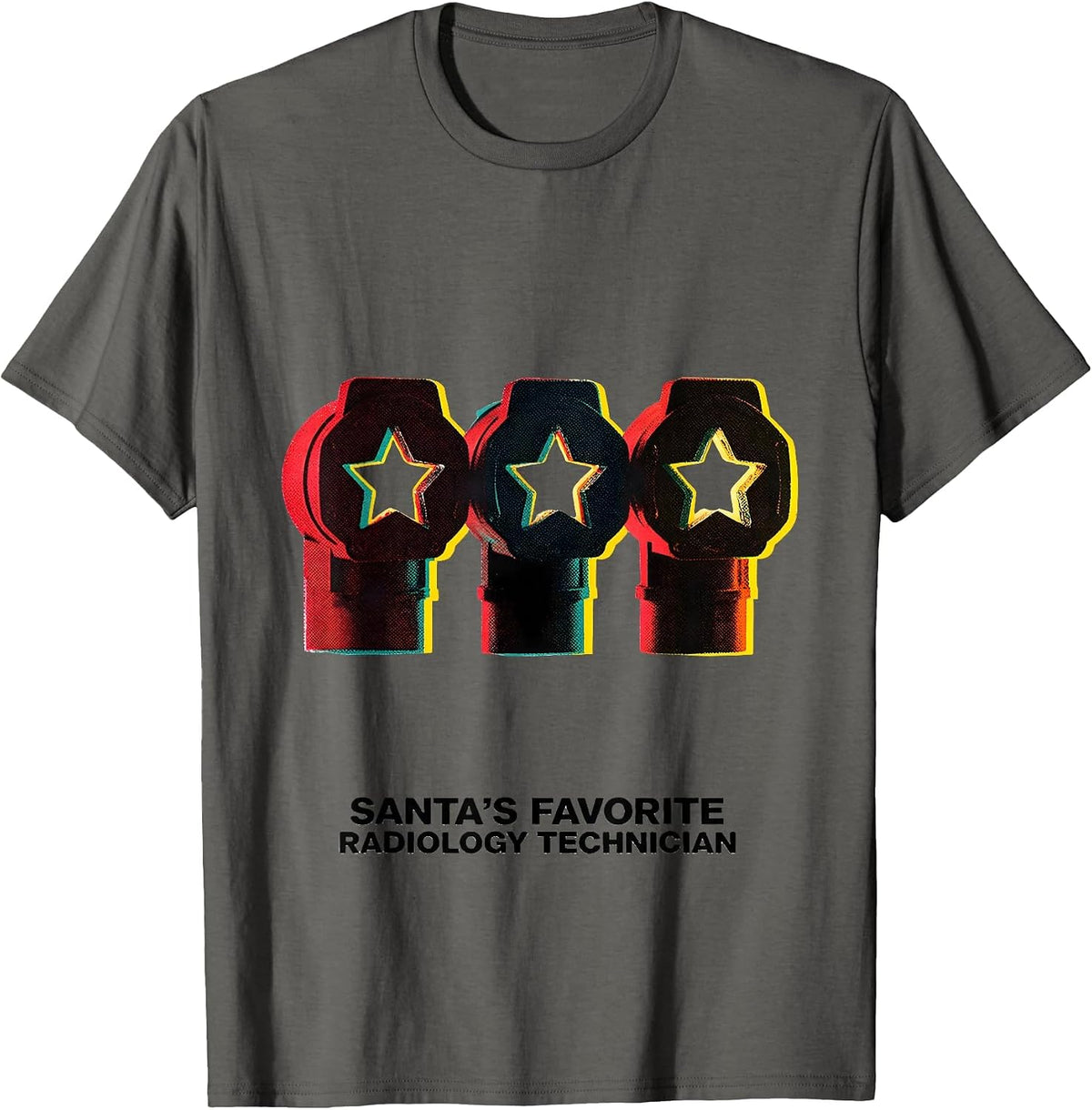 Men's Santa's Favorite Radiology Technician Funny Medical Tech T-Shirt - Asphalt Grey
